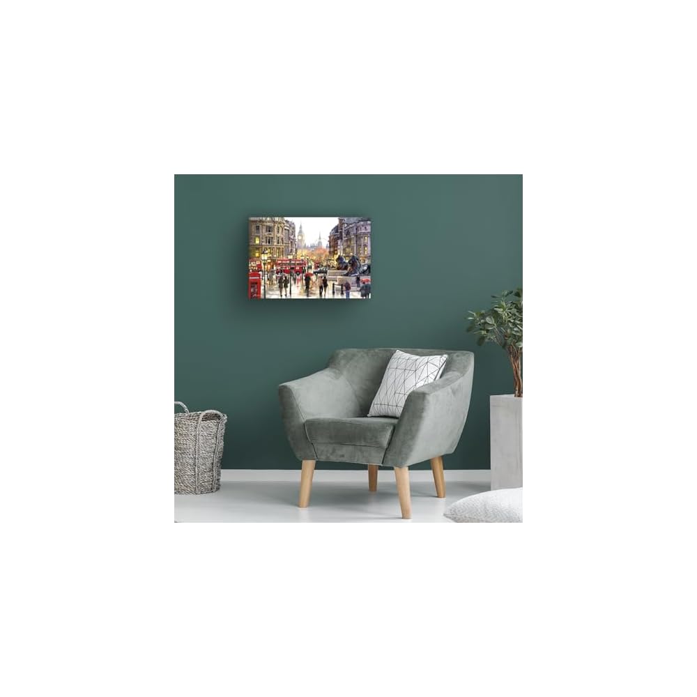 Wrapped Canvas Wall Art - The Macneil Studio 'London Landscape' Wall Art for Living Room, Bedroom, or Office Décor - 22x32
