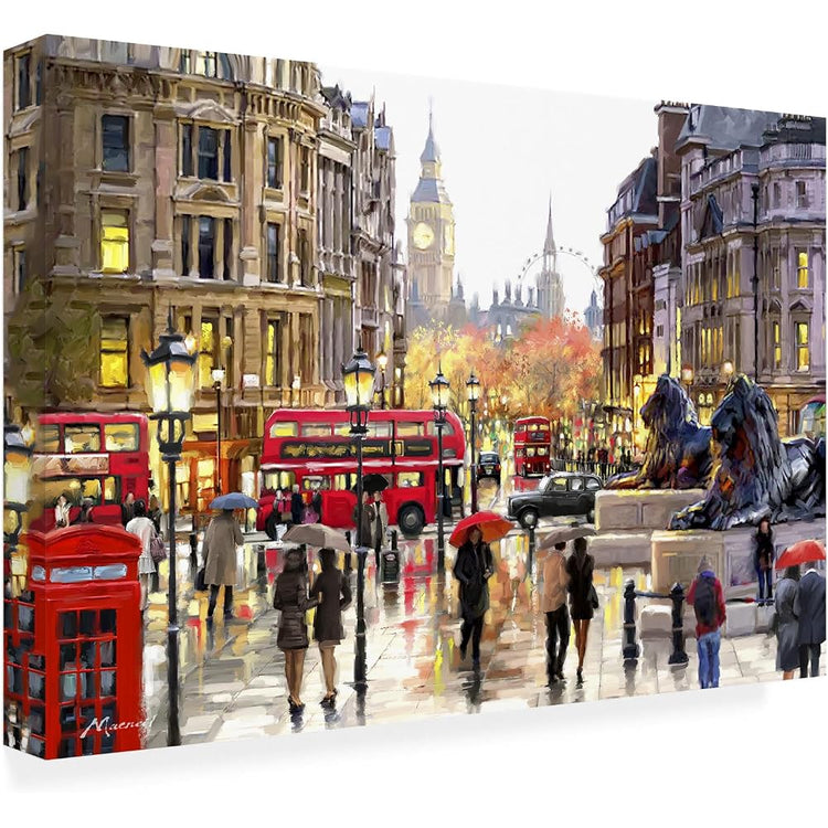 Wrapped Canvas Wall Art - The Macneil Studio 'London Landscape' Wall Art for Living Room, Bedroom, or Office Décor - 22x32